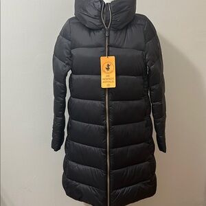 SAVE THE DUCK Women's Long Black Puffer Jacket